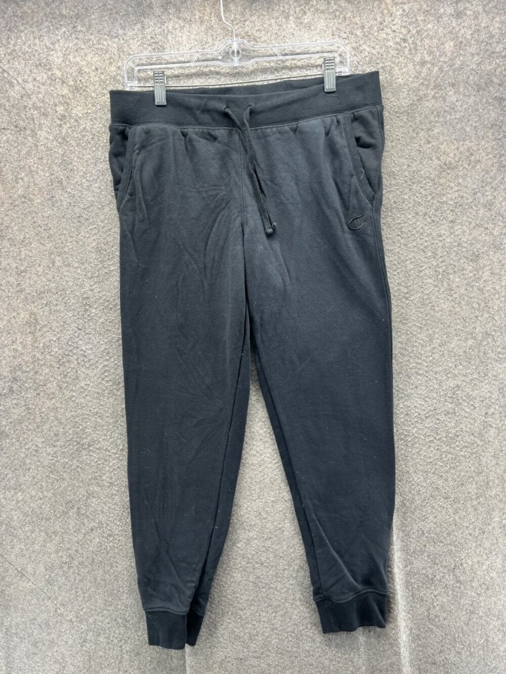 Champion Jogger Sweatpants Mens Small Black Fleece Elastic Waist Pockets
